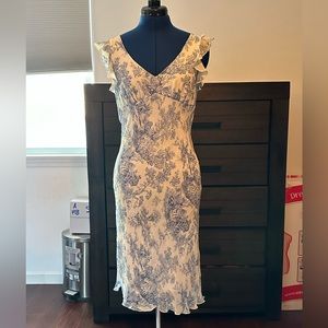 Summer dress white with blue print